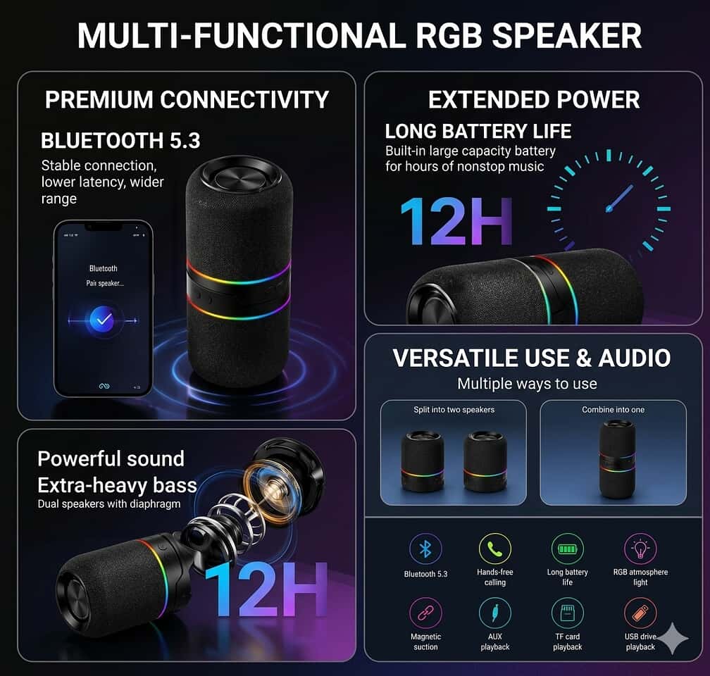 SyncroCoreX Duo M25 Detachable Wireless Speaker
