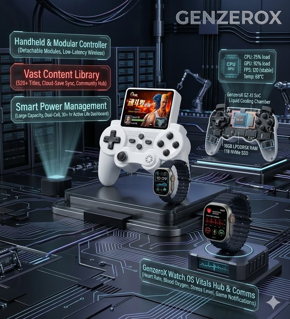 GENZEROX HOT-5 Ultimate 3-in-1 Gaming Console & Smartwatch Bundle