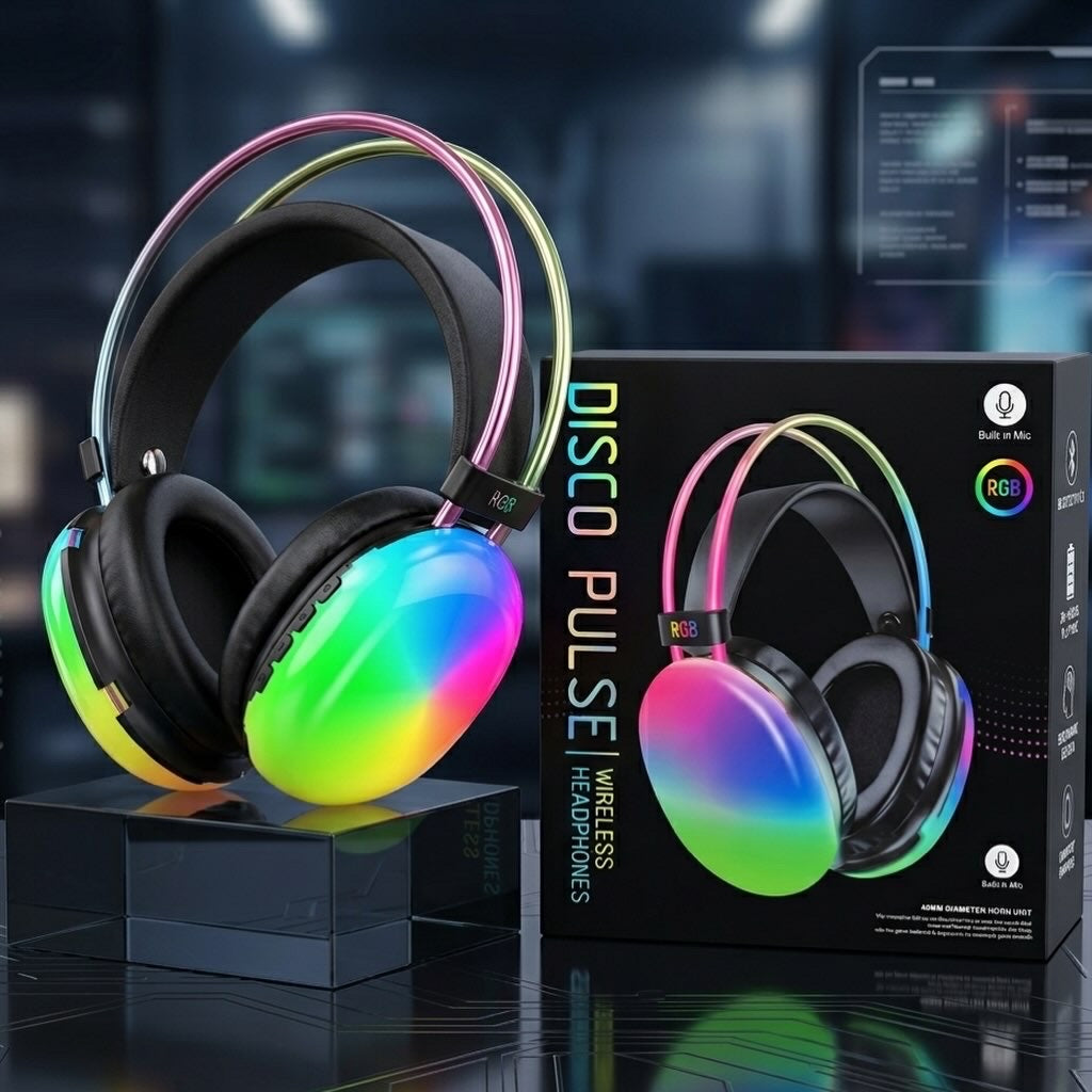 GENZEROX NeonPulse Series | Premium RGB Wireless Over-Ear Headphones
