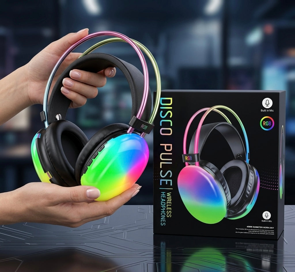 GENZEROX NeonPulse Series | Premium RGB Wireless Over-Ear Headphones