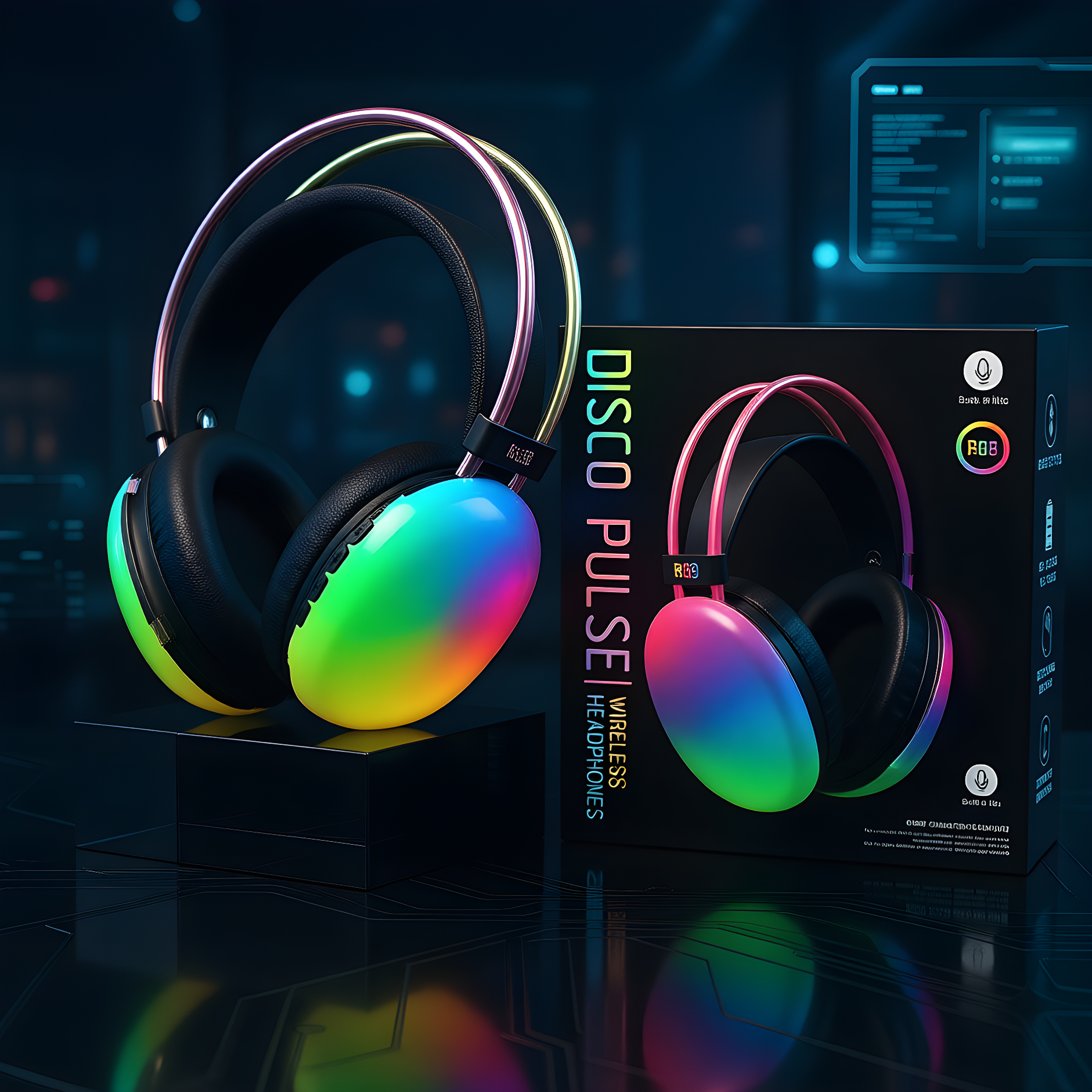 GENZEROX NeonPulse Series | Premium RGB Wireless Over-Ear Headphones
